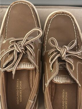 Highland Creek Brown Leather Men’s Boat Shoes
